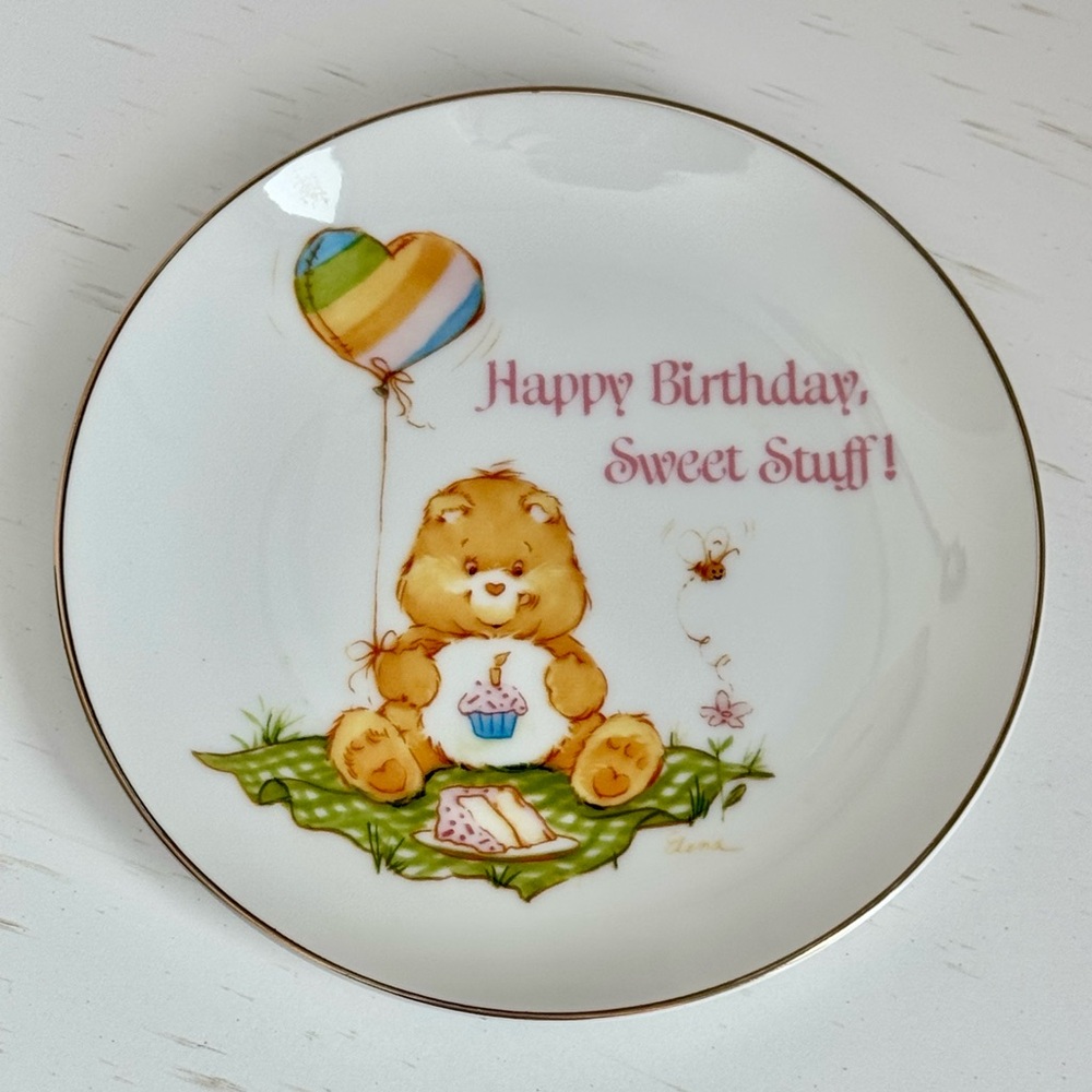 Vintage, Care Bears, Lasting Memories, Porcelain Plate, Birthday Bear, 1983